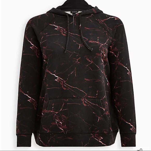 torrid Tops - Torrid Comfy and Warm Black Marble Fleece Hoodie NWT 2X